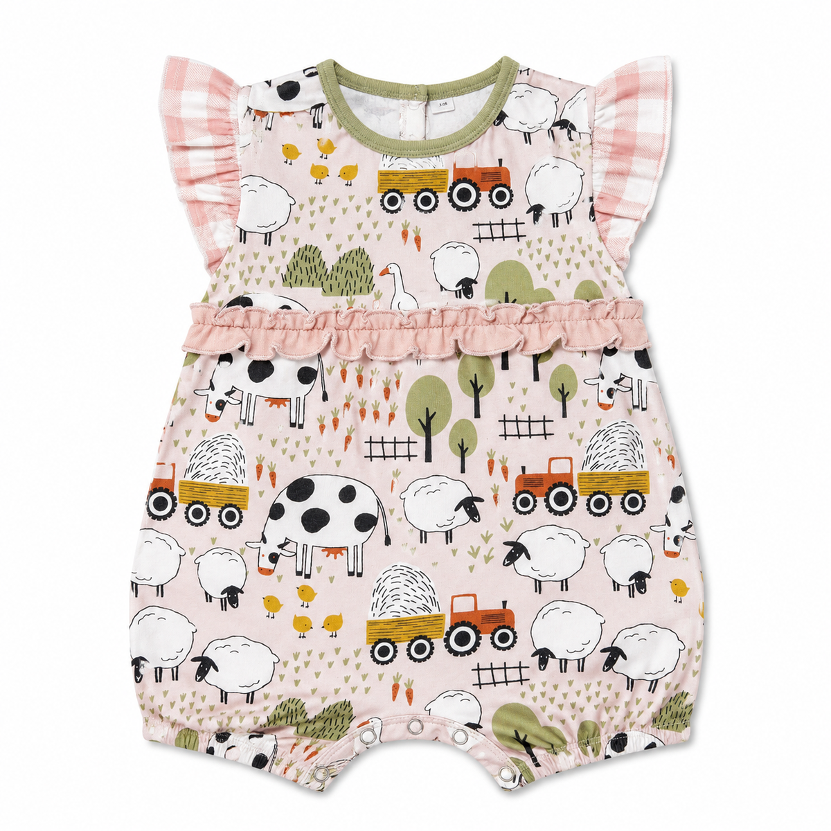 Farmyard Baby Girl  Bubble Romper - Bamboo One Piece 3-6M