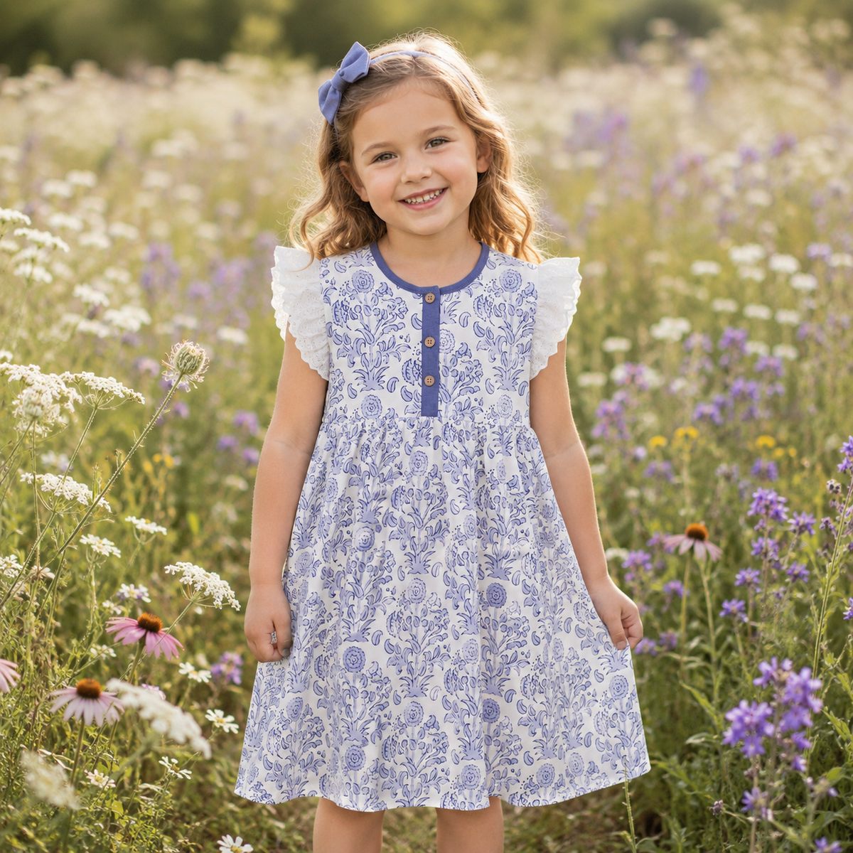 Bali Blooms Henley Bamboo Dress - 6Y