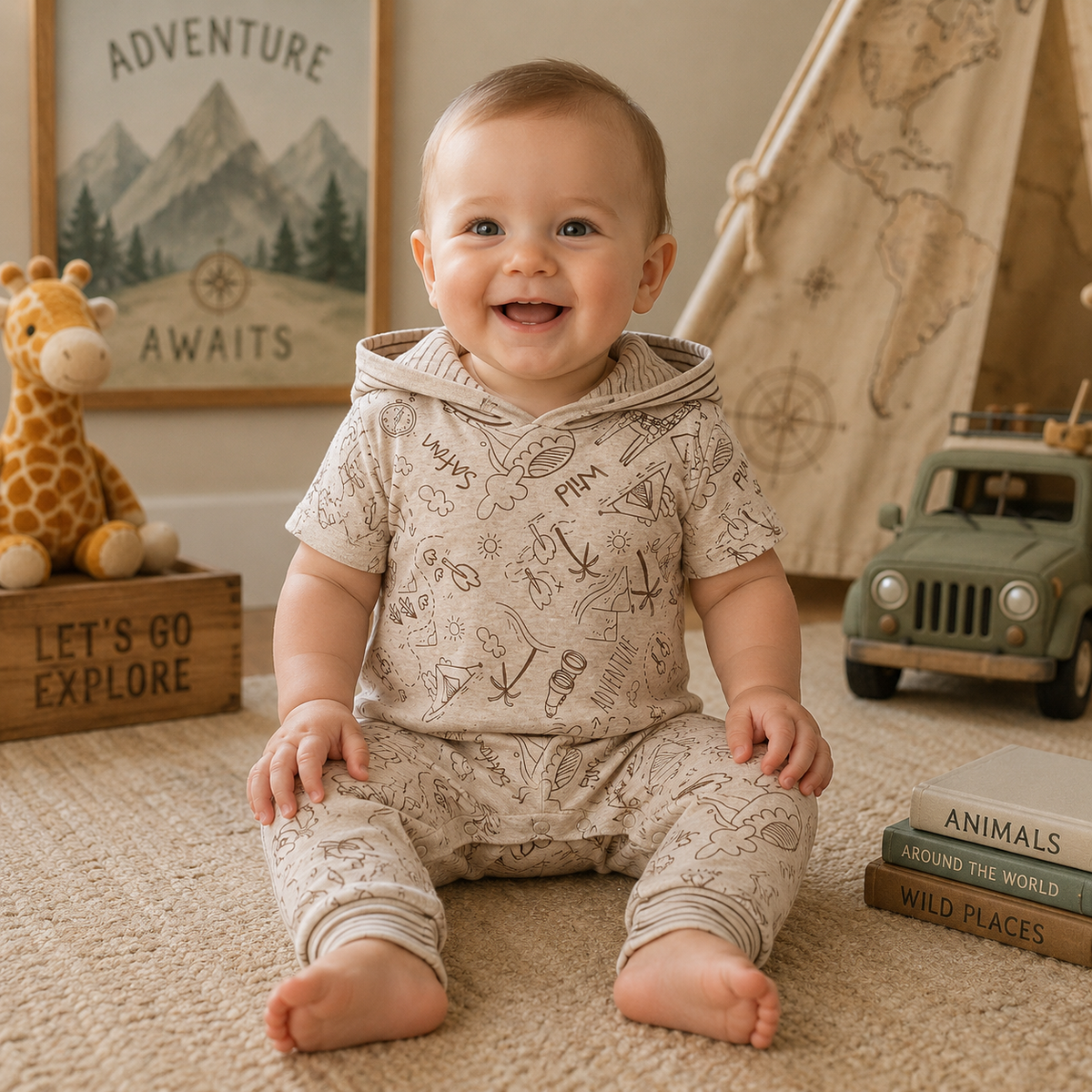 Expedition Short Sleeve Hooded Romper