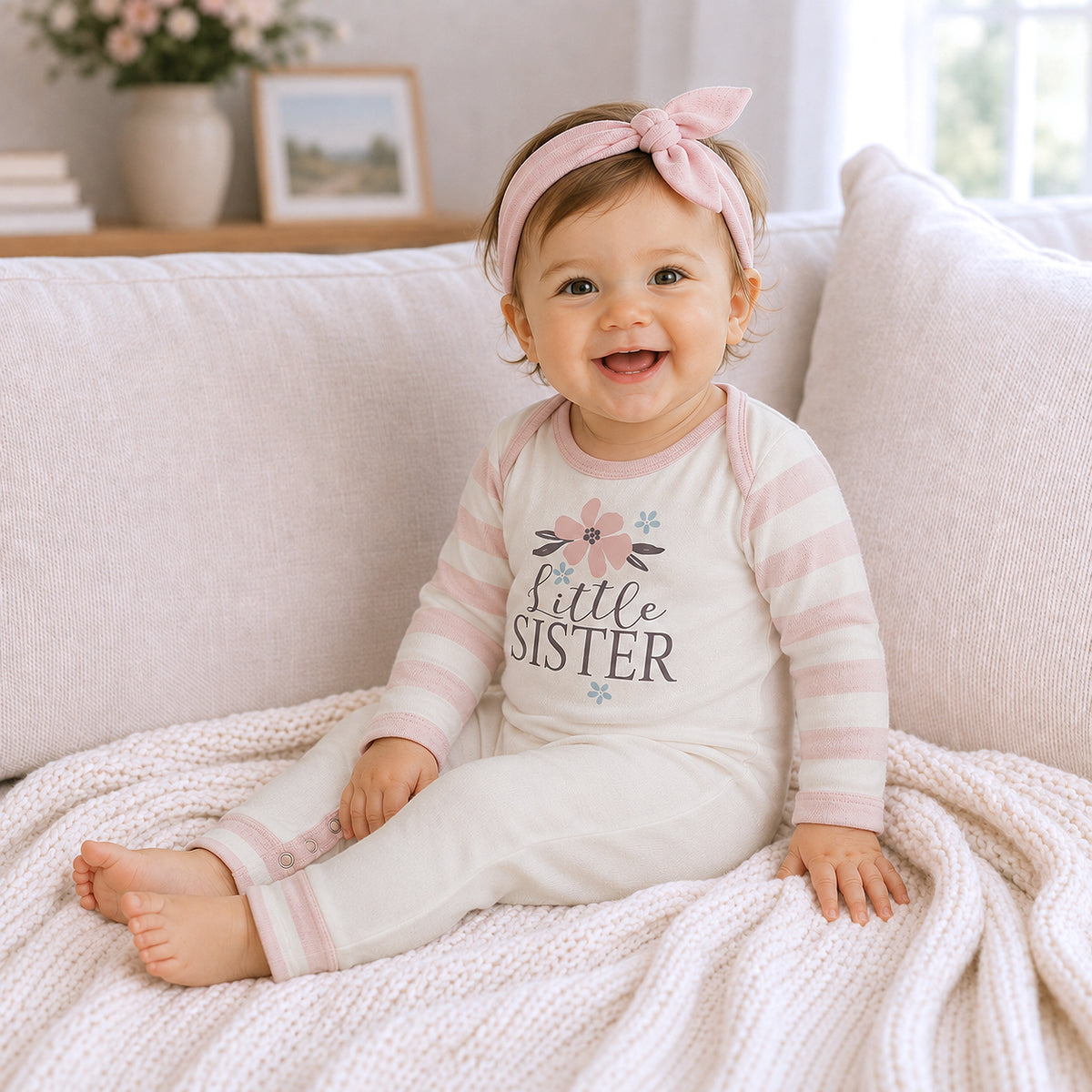 Little Sister Baby Girl Cotton Romper