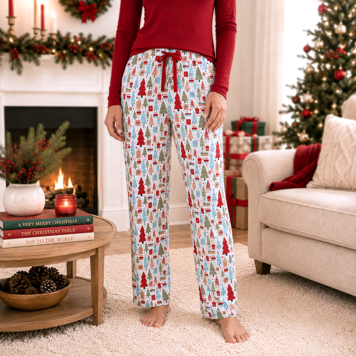 Christmas Merry Adult Bamboo Pajama Pants - Family Matching