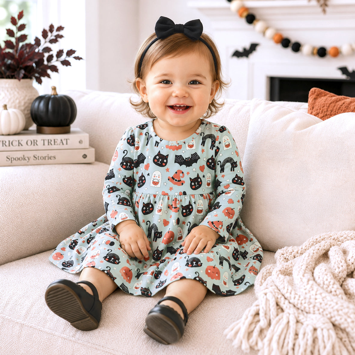 Halloween 🎃 Tiered Dress for Girls – Bamboo Blend Comfort