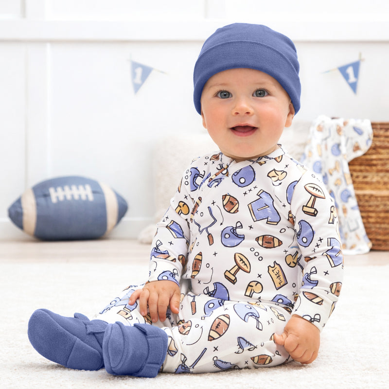 Touchdown Baby Boy Bamboo Football Zipper Romper