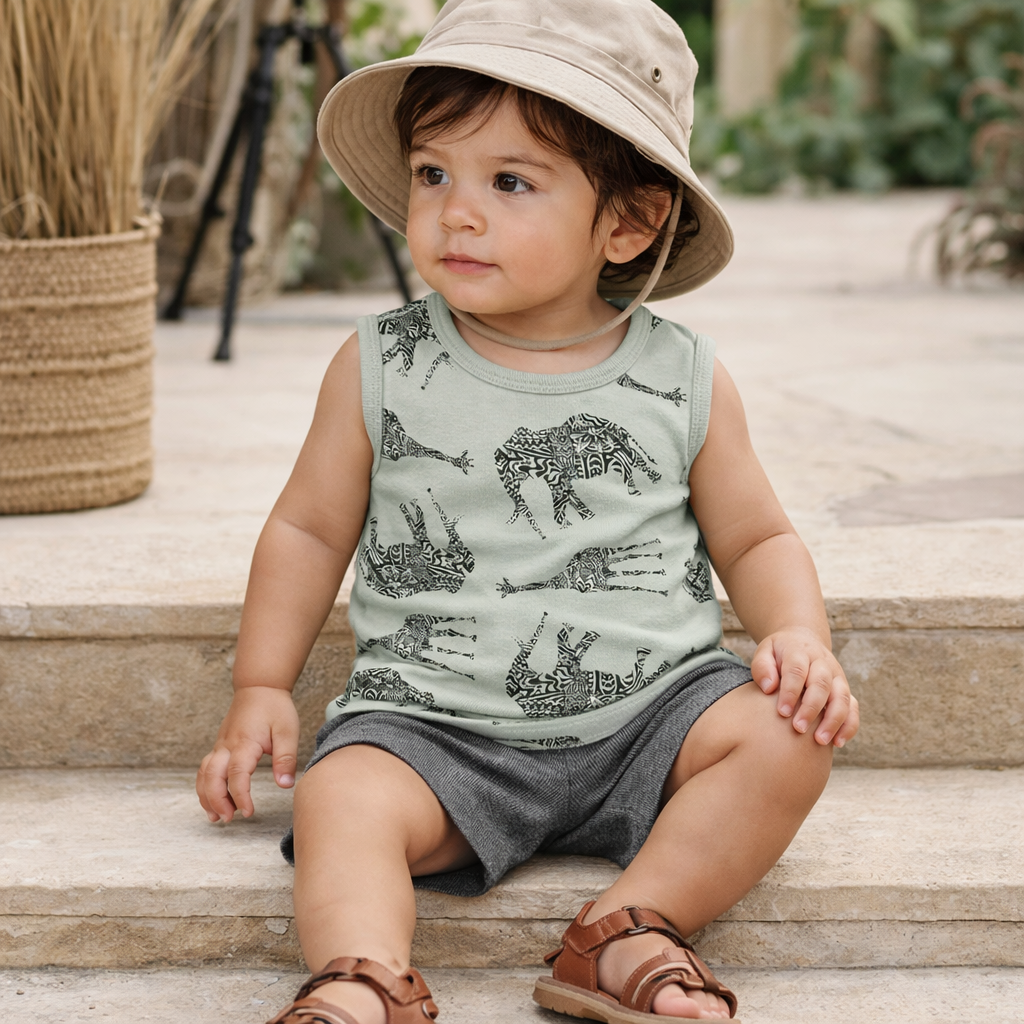 Safari Animal Baby Tank Top – 100% Cotton Sleeveless Shirt | 3-6M