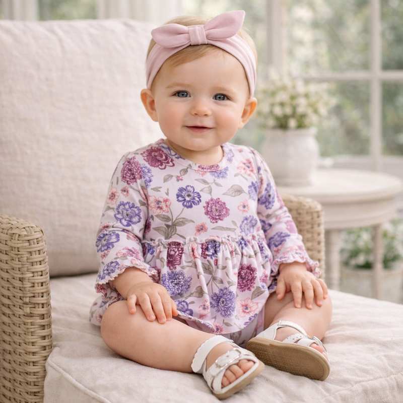 Floral Skirted Baby Girl Bodysuit – Bamboo Vintage Bloom