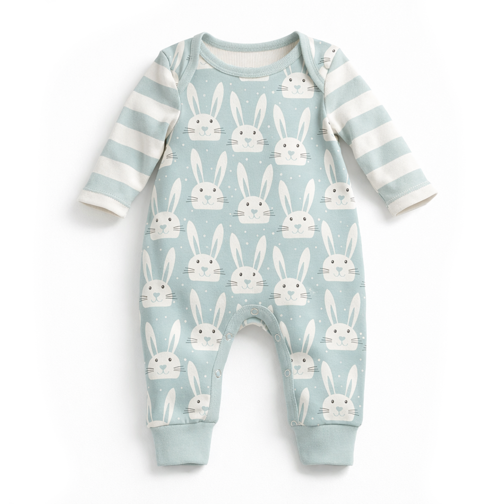 Mint Bunny Cotton Romper – Newborn