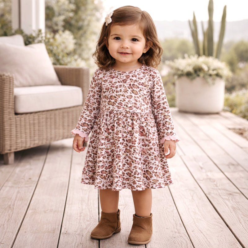 Pink Leopard Bamboo Twirl Dress