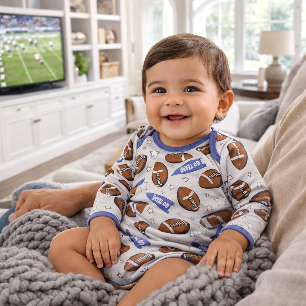 Baby Boy Football Bamboo Stretch Bodysuit