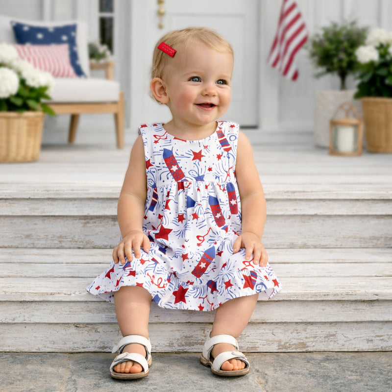 Patriotic Sleeveless Twirl Baby Girl Dress