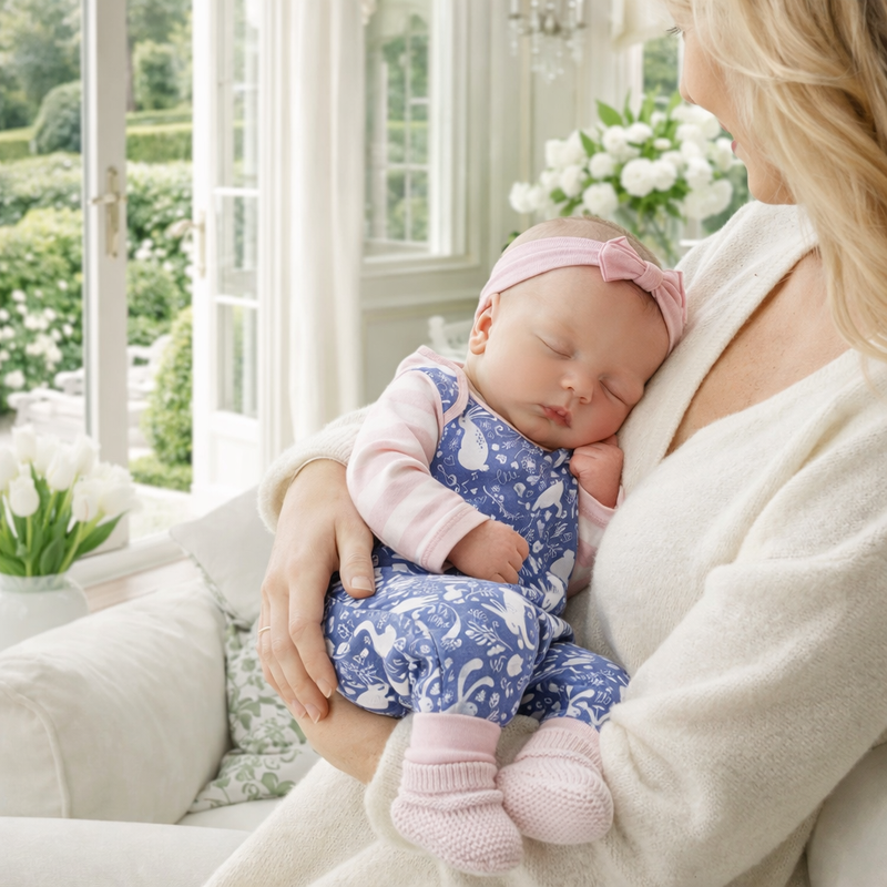 Easter Bunny Love Cotton Romper NB