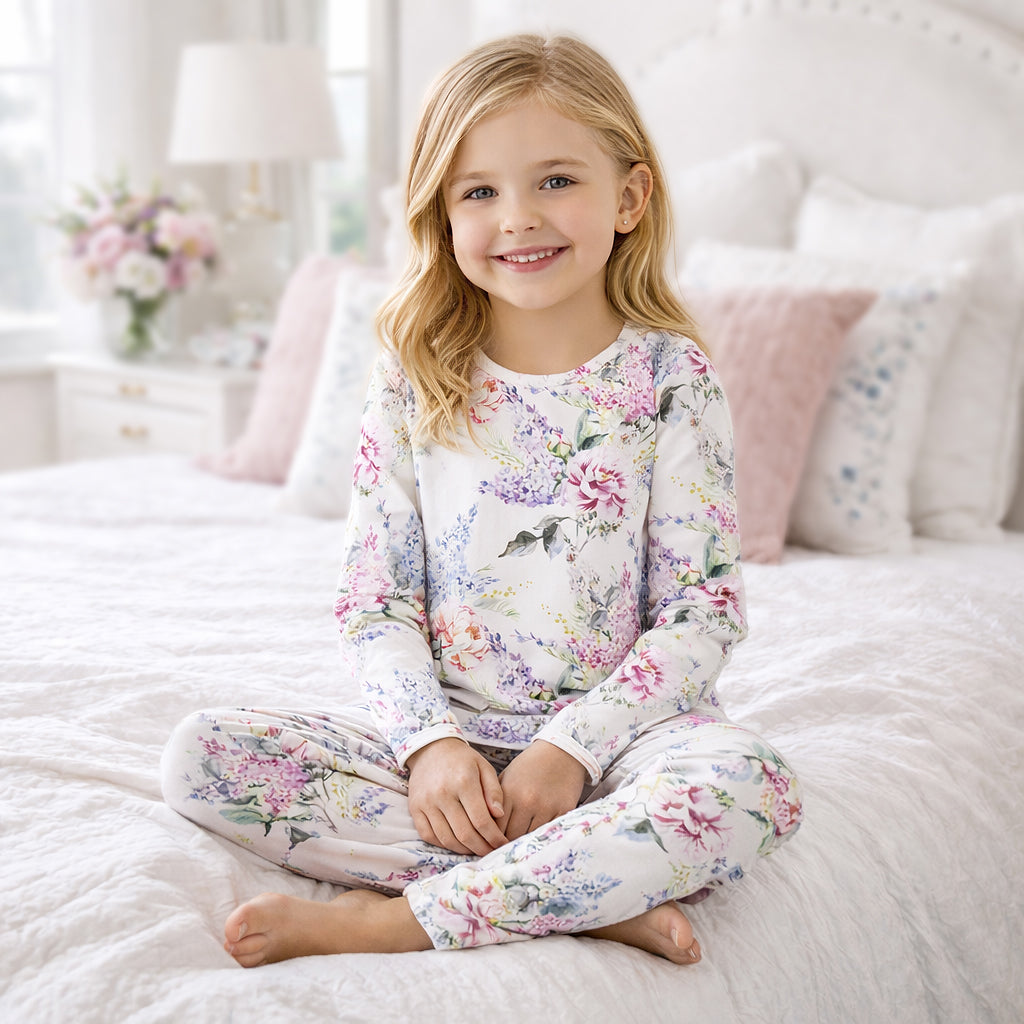 Dream Blossom Bamboo Kids Pajama Set with Floral Print – Tesa Babe