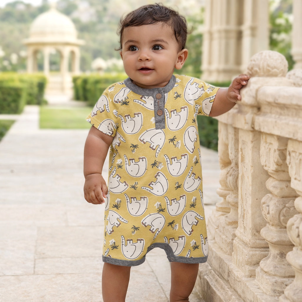 Elephant Henley Bamboo Romper