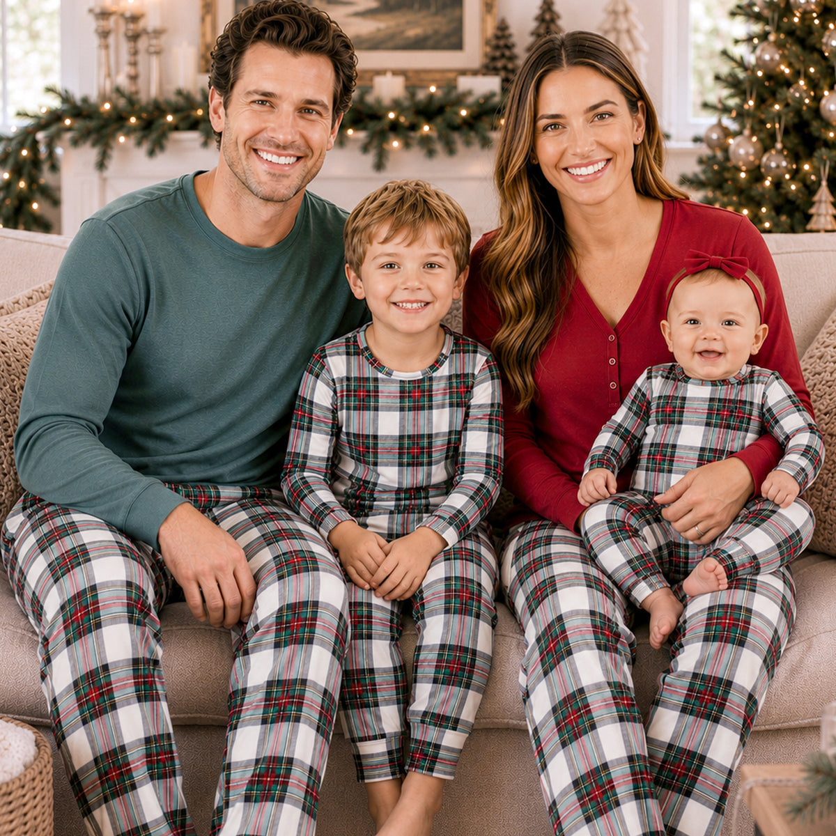 Christmas Plaid Family Matching Soft Bamboo Pajamas