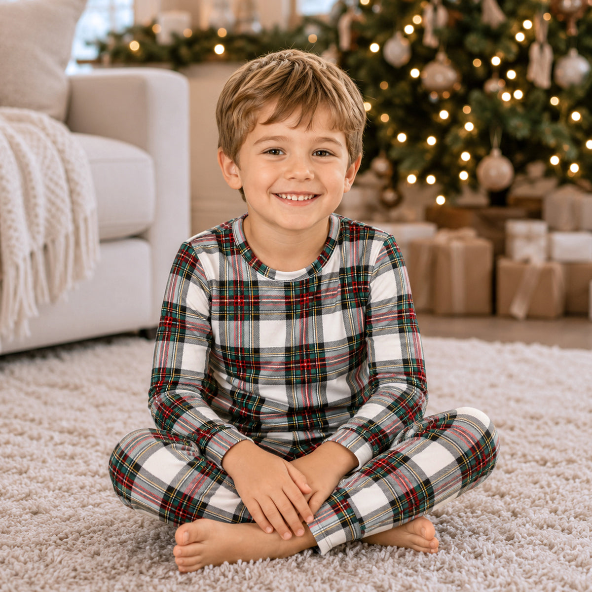 Kids Christmas Plaid Pajamas – Soft Bamboo Holiday PJ's