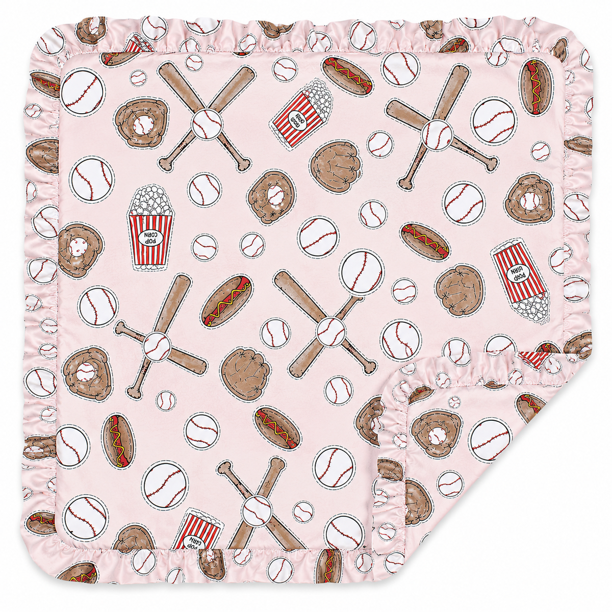 Batter Up Baby Girl's Baseball Bamboo Stroller Blanket