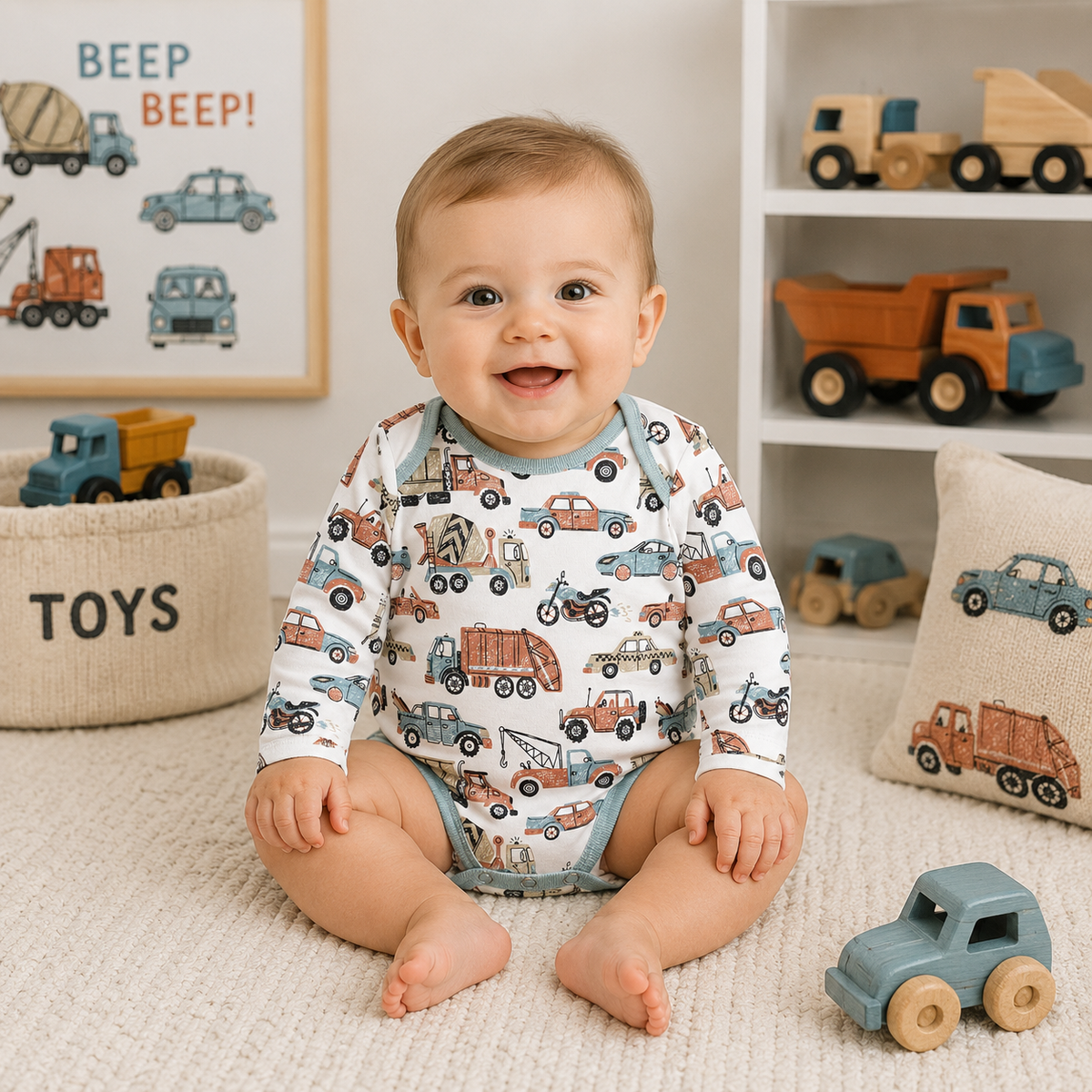 Baby Let's Ride Set-of-2 Bodysuits - Bamboo & Cotton