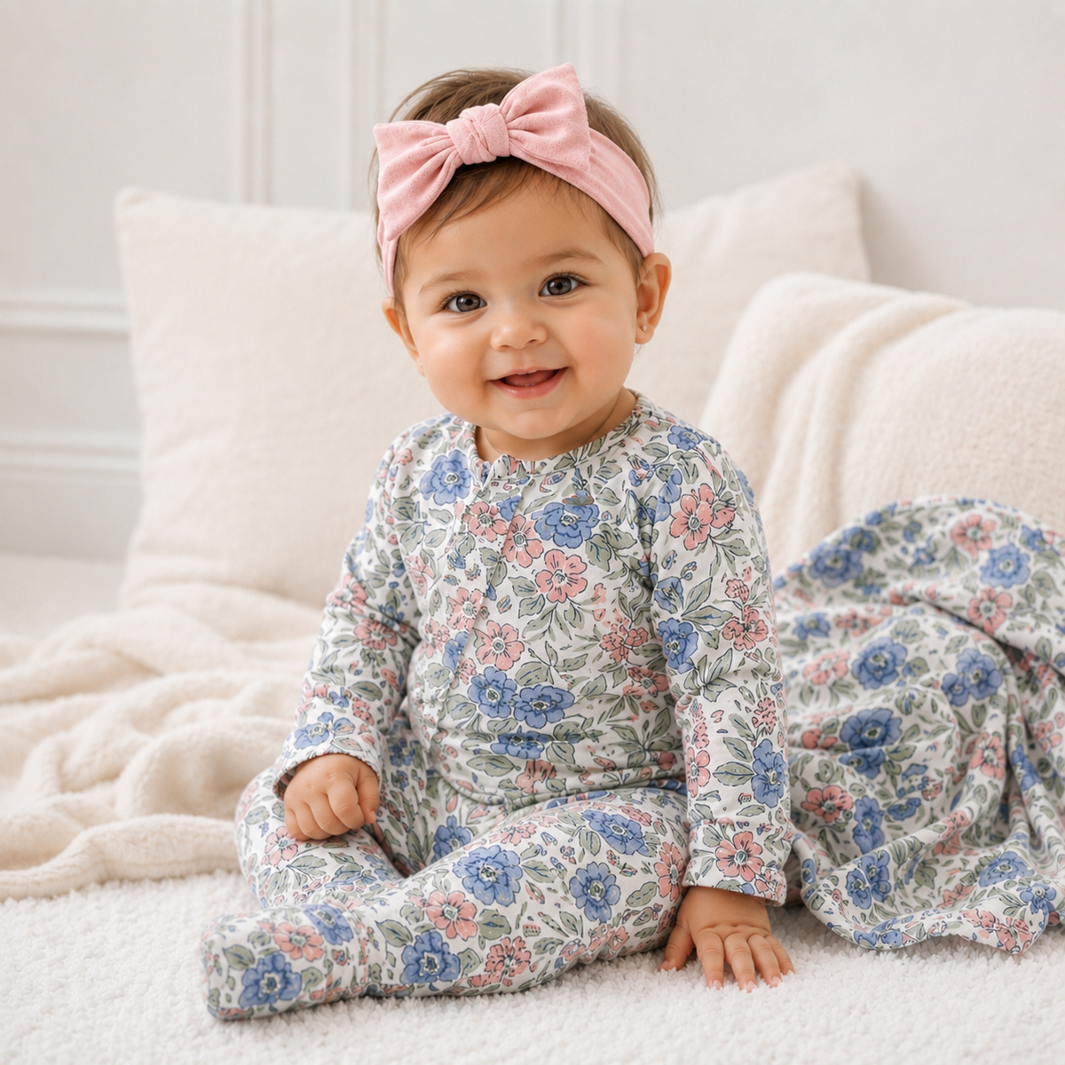 Vintage Floral Zipper Romper - Soft Bamboo Baby