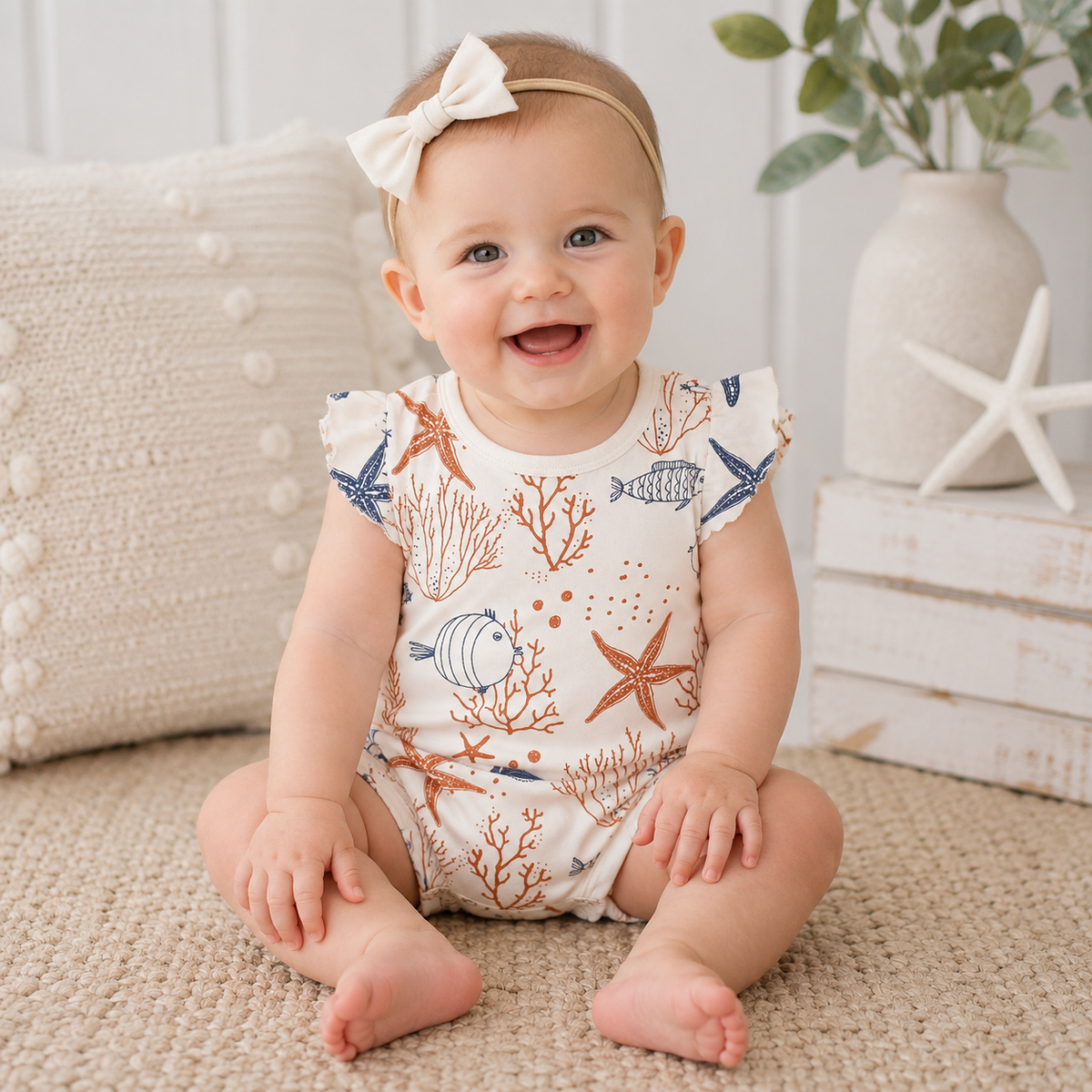 Coral Reef Bubble Romper 0-3M