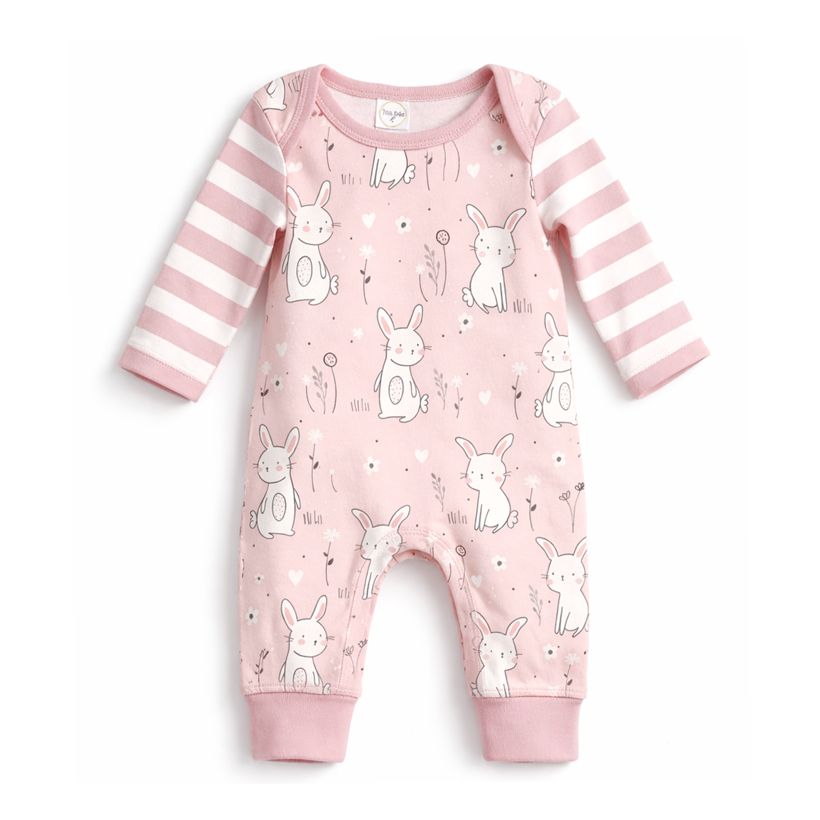 Baby Girl Pink Easter Bunny Cotton Romper