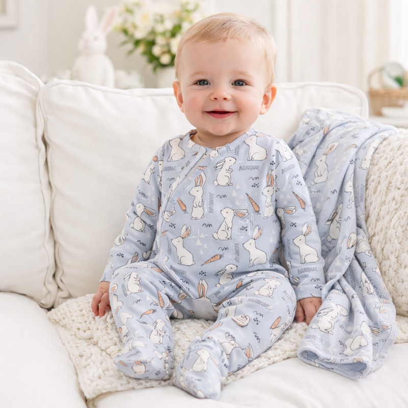 Bunny Baby Romper & Stroller Blanket Set (2-Piece) – Ultra-Soft Bamboo Easter Outfit