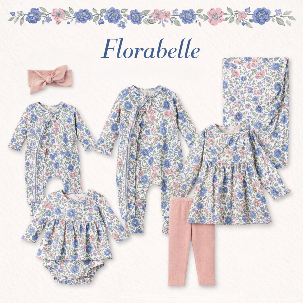 Vintage Floral Skirted Baby Girl Bamboo Bodysuit