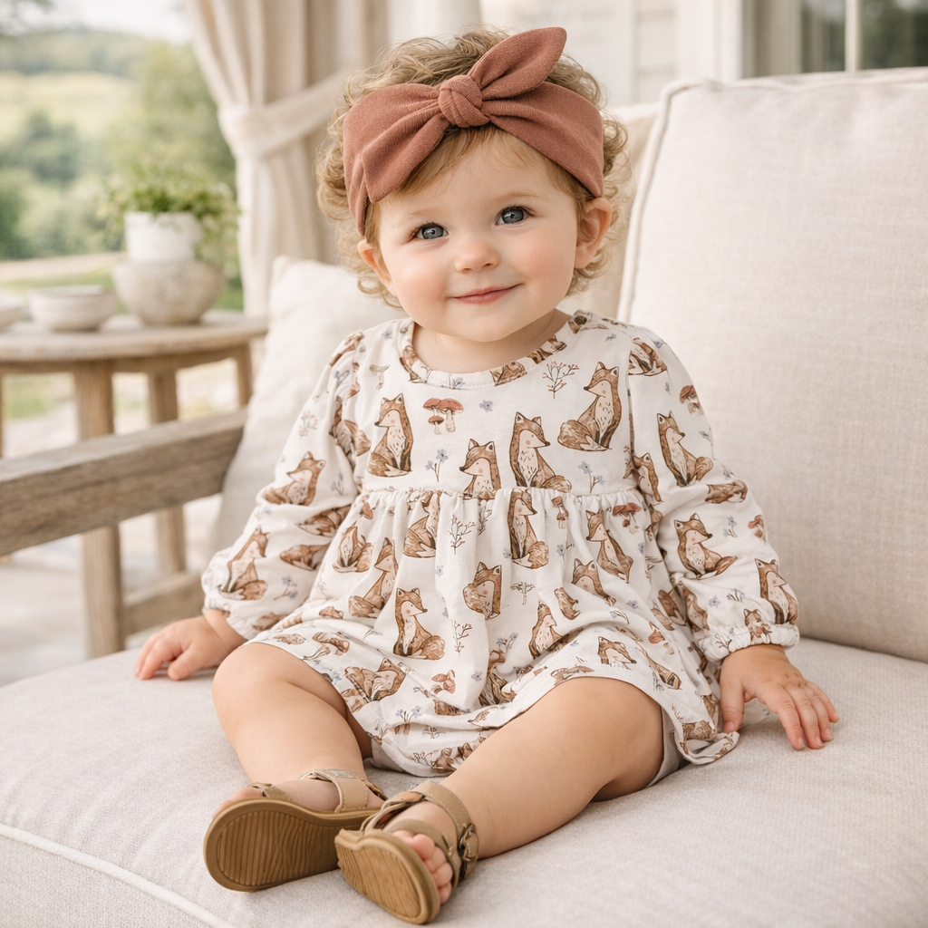 Harvest Fox Skirted Bodysuit – Soft Bamboo Fall Favorite