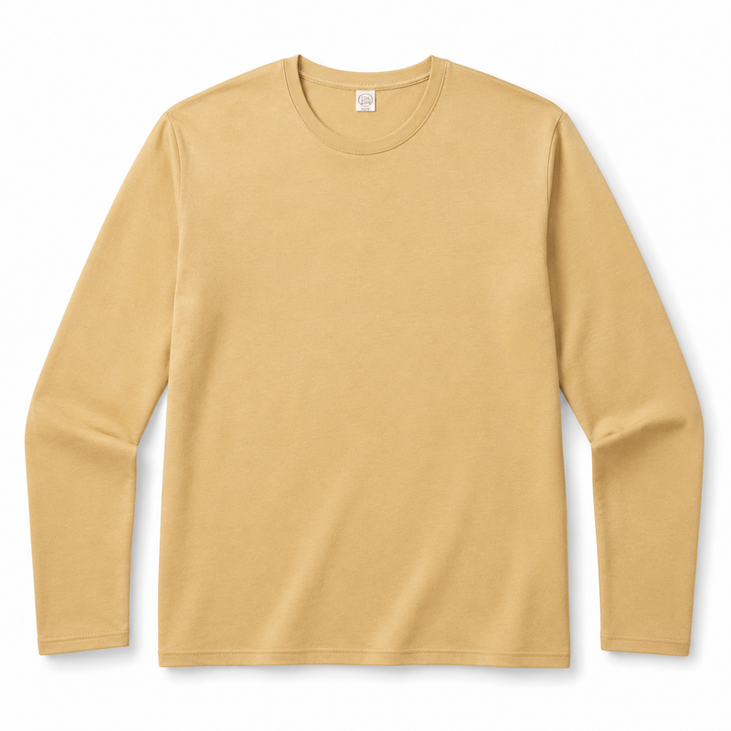 Men's Yellow Cotton Long Sleeve Tee
