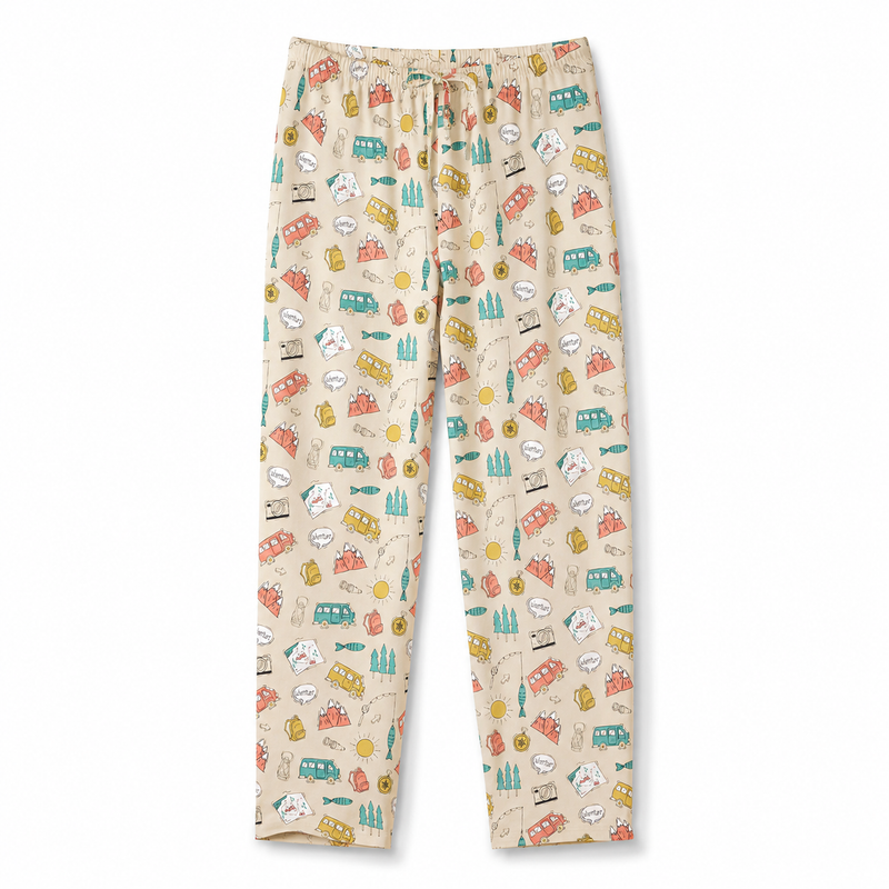 Men’s Bamboo Pajama Pants – Soft Camping & Fishing Print Sleep Lounge Pants