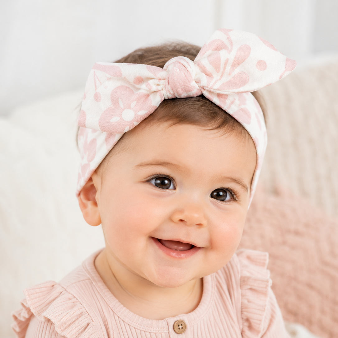 Baby Headband Pink Flowers