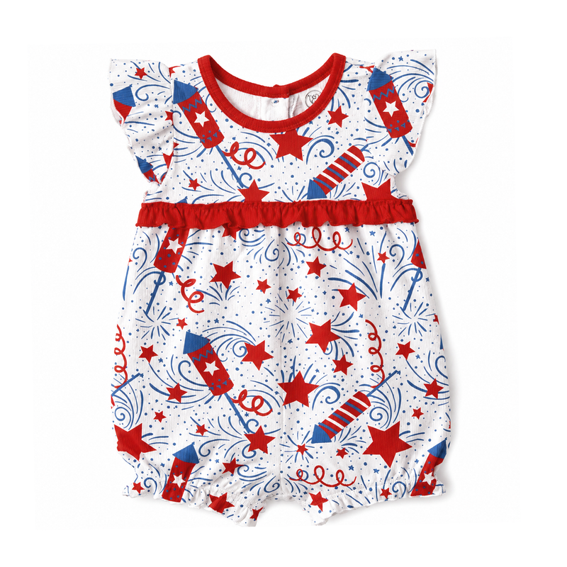 Sparkly 4th of July Bubble Romper 3-6M
