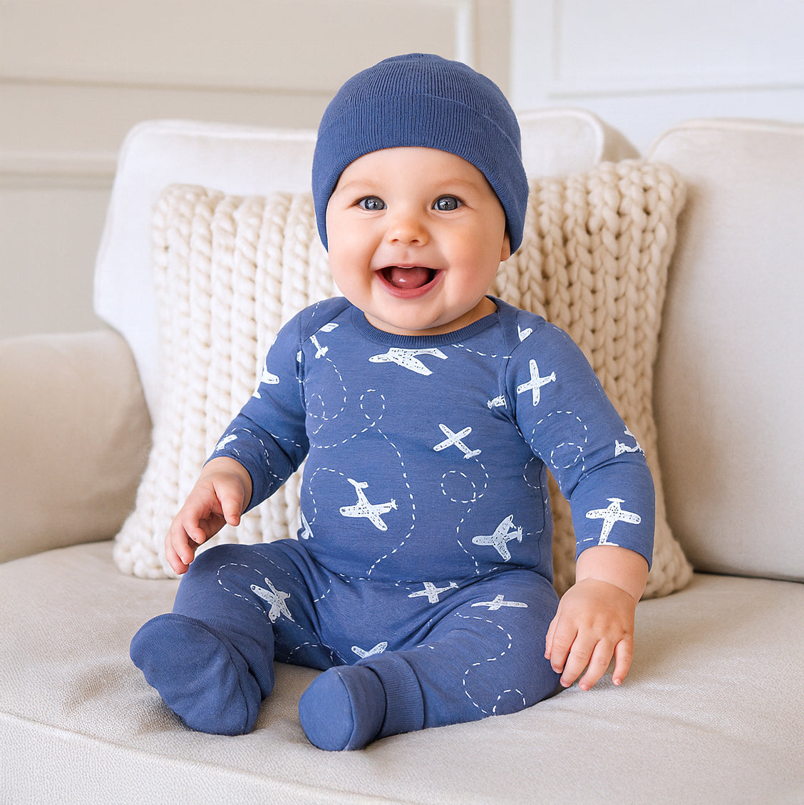 Baby Boy Airplane Romper – Cotton One-Piece - Traveler Gift