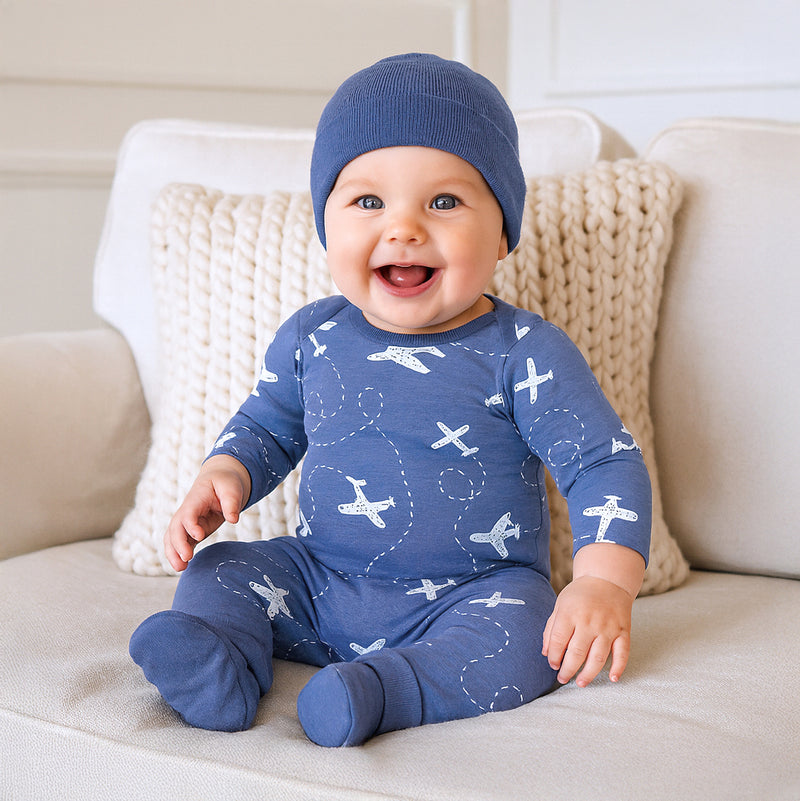 Baby Boy Airplane Romper – Cotton One-Piece - Traveler Gift