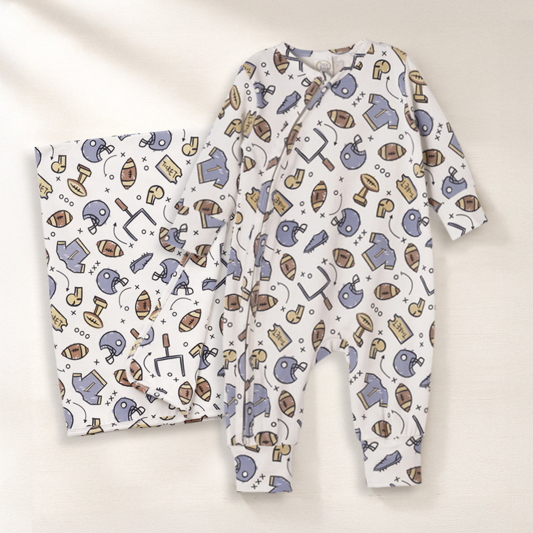 Touchdown Bamboo Romper & Blanket Set