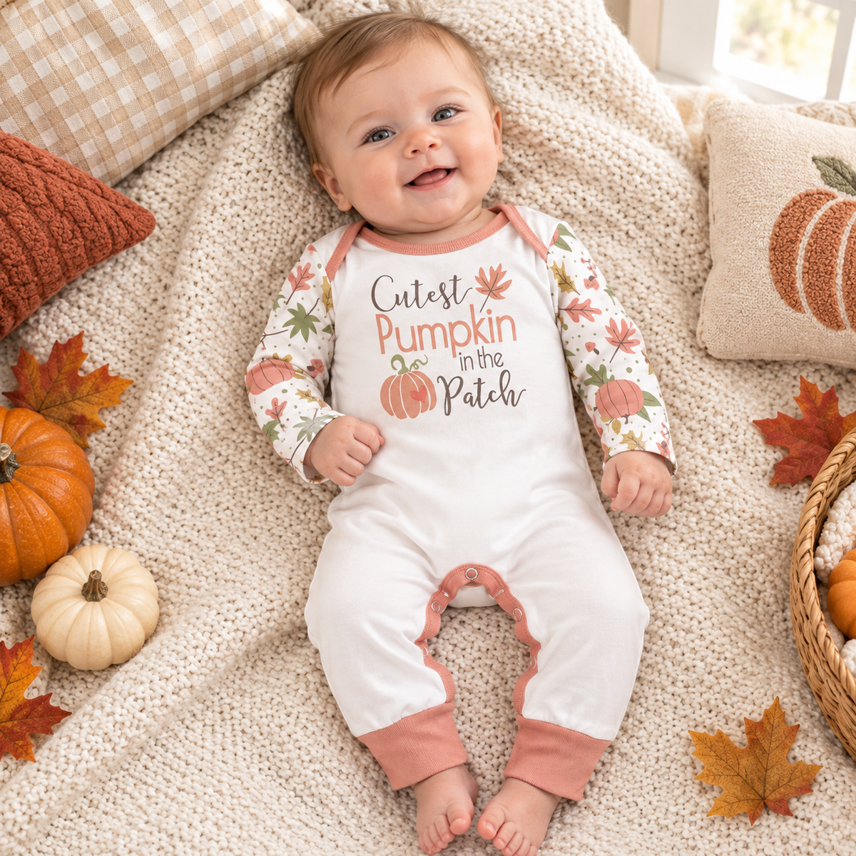 Baby's "Cutest Pumpkin in the Patch" Bamboo Halloween/Thanksgiving Romper