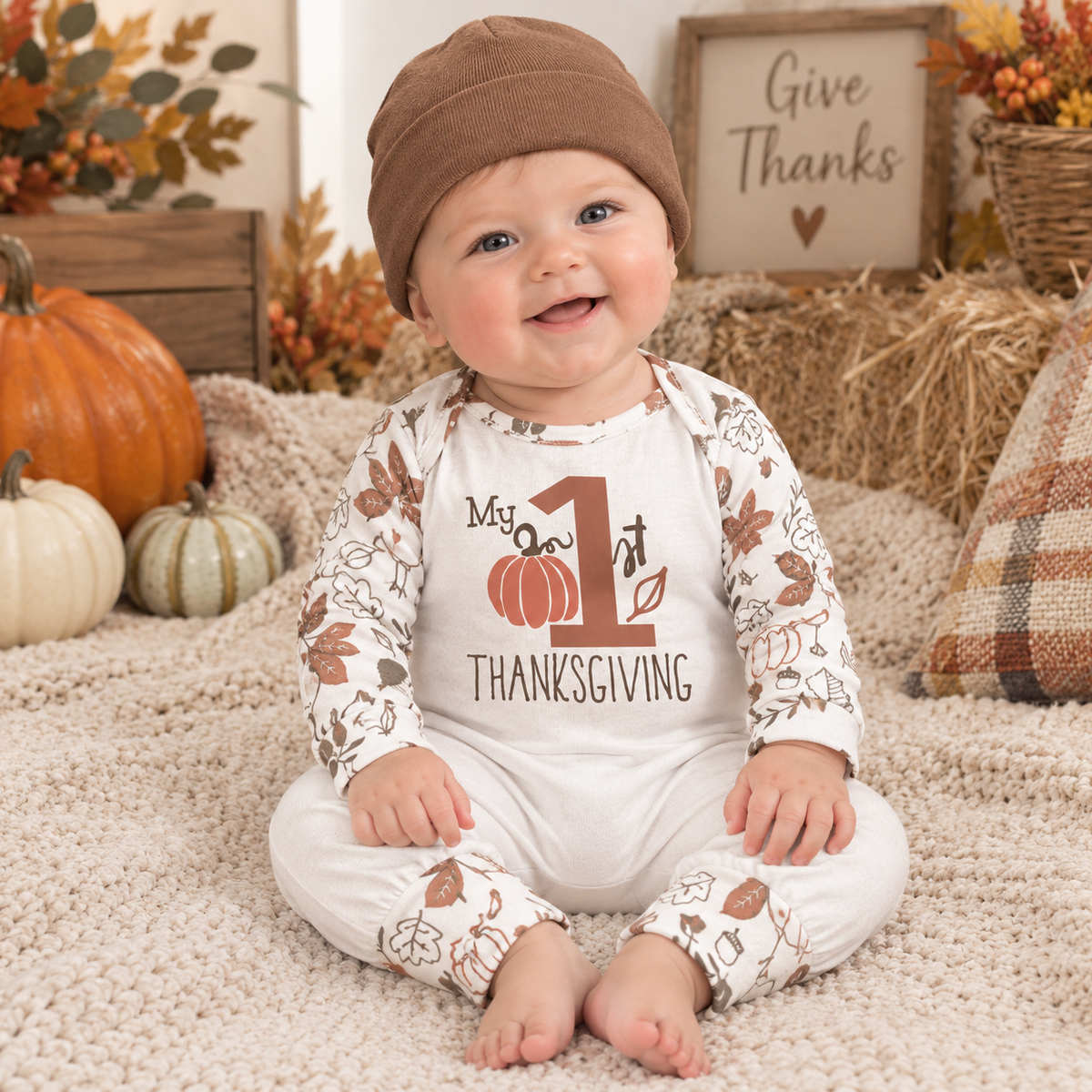 Baby's "My 1st Thanksgiving" Cotton Romper