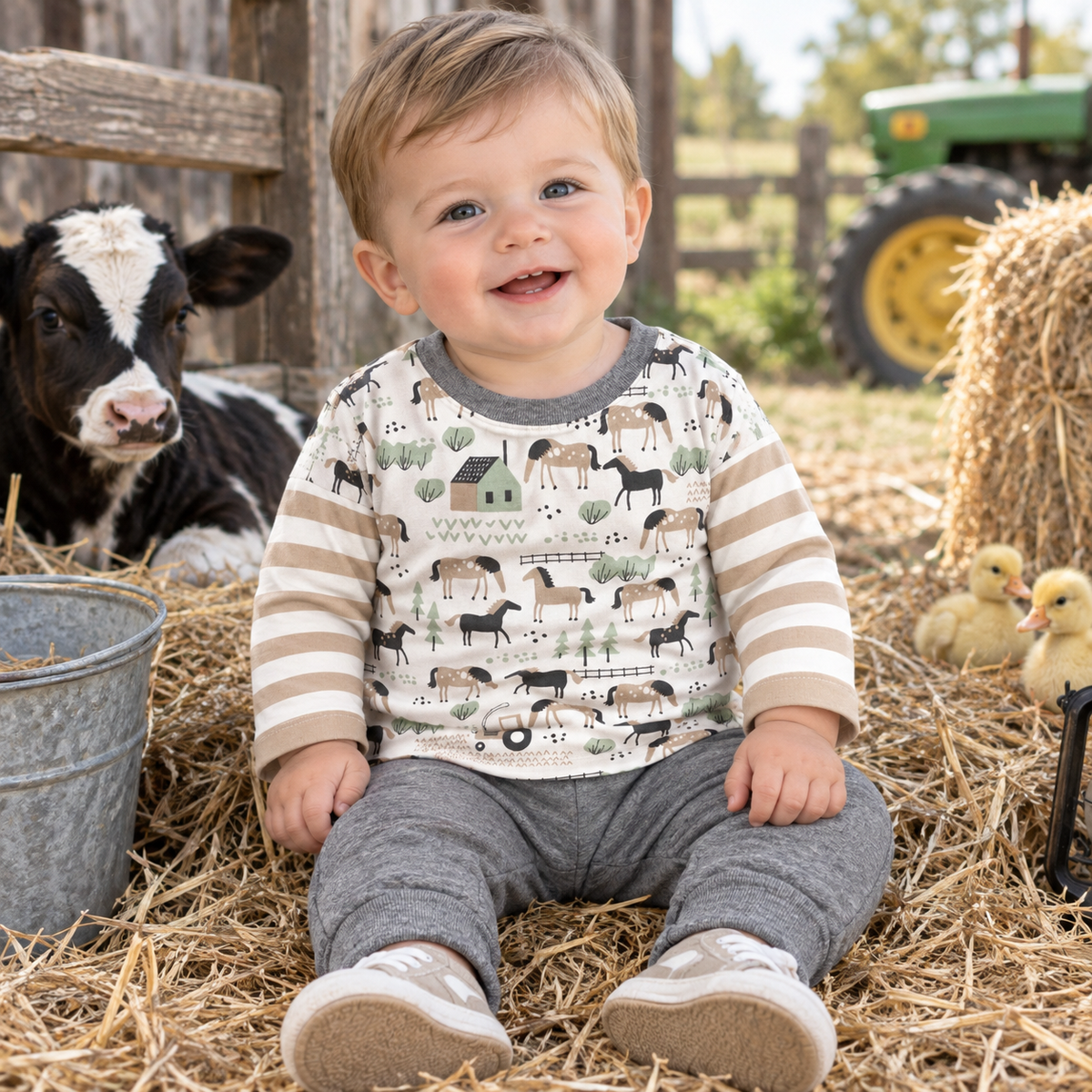 Horses on the Farm Baby Toddler Set – Bamboo & Cotton 3T