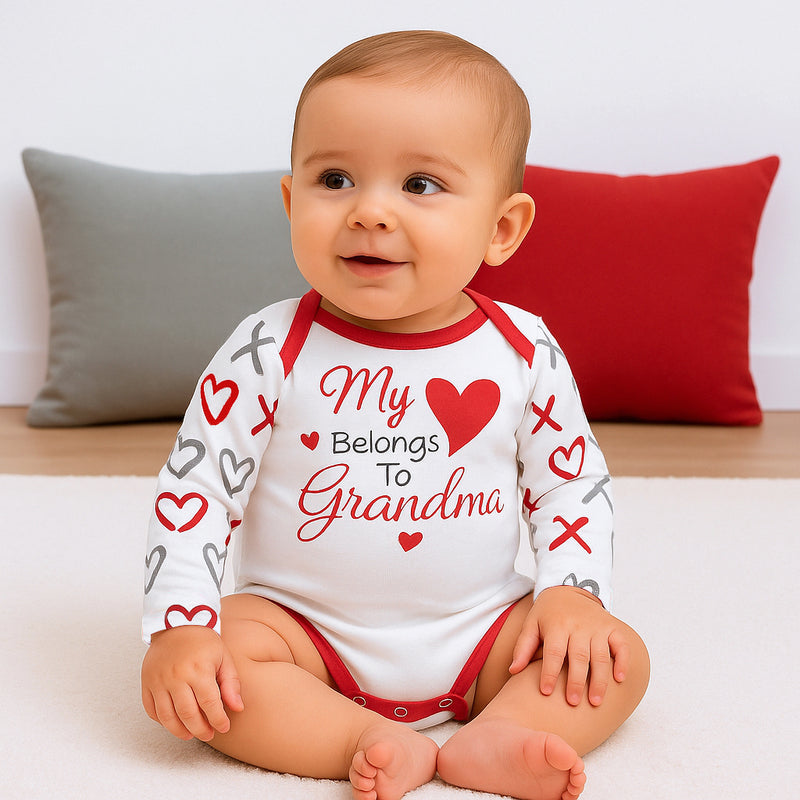 Grandma Baby Bodysuit – Heart Print Cotton Outfit