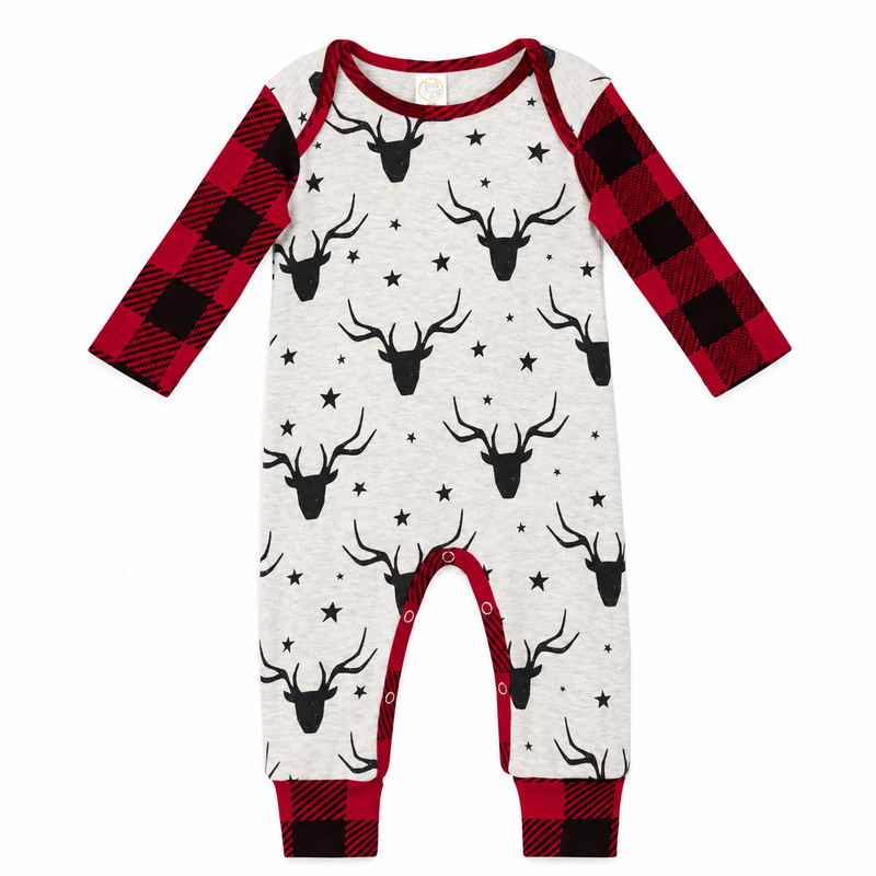 Buffalo Plaid Longhorn Baby Romper Newborn Set | Cotton