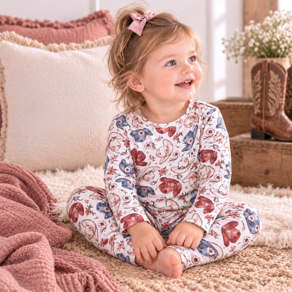 Wildflower Rodeo Cowgirl Kids Pajama Set - Bamboo