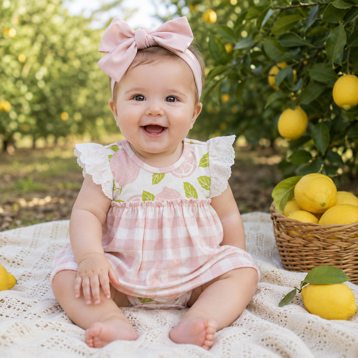 Pink Lemonade Skirted Bodysuit – Cotton 6-12M