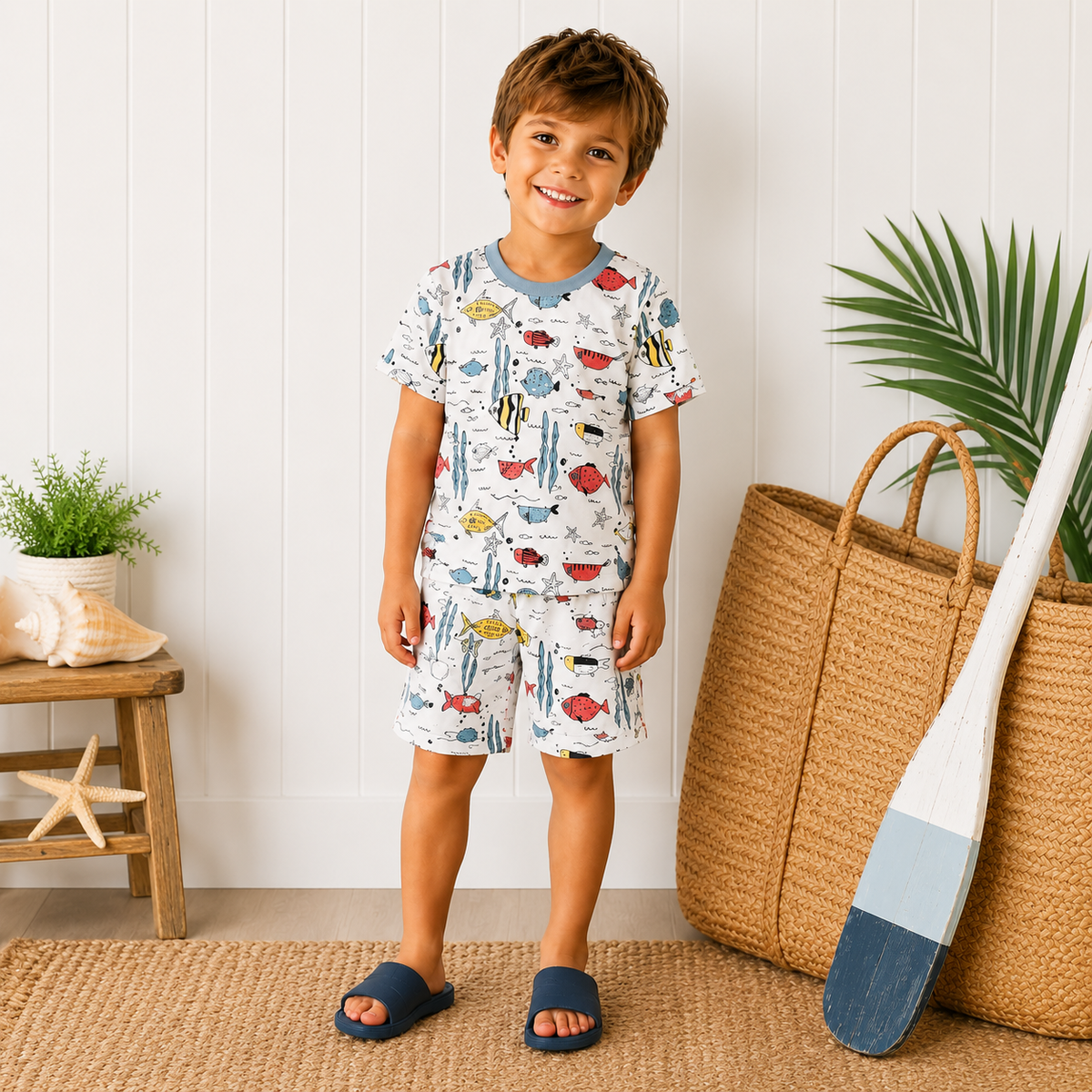 Kids Under the Sea Bamboo Pajama Set 6Y