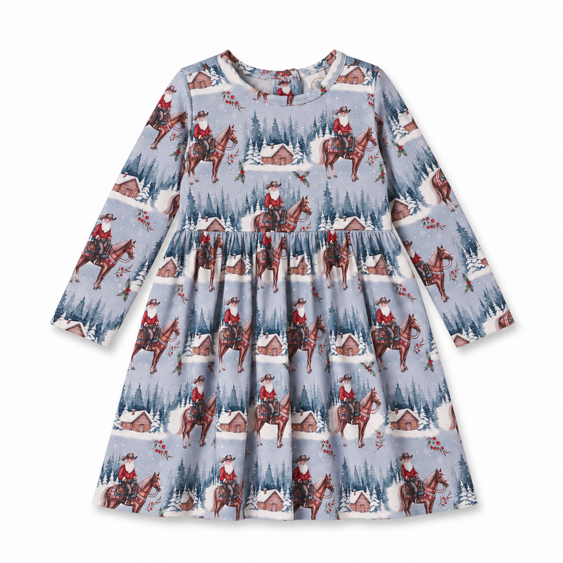 Cowgirl Christmas Girls Dress – Soft Bamboo Holiday Style