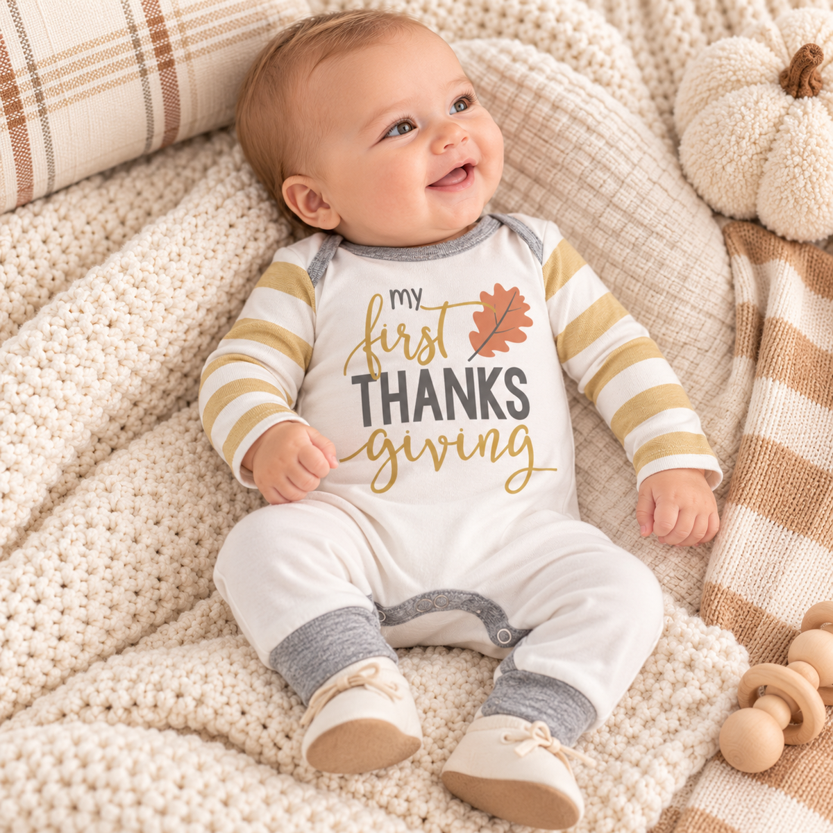 My 1st Thanksgiving Cotton Romper NB-6M