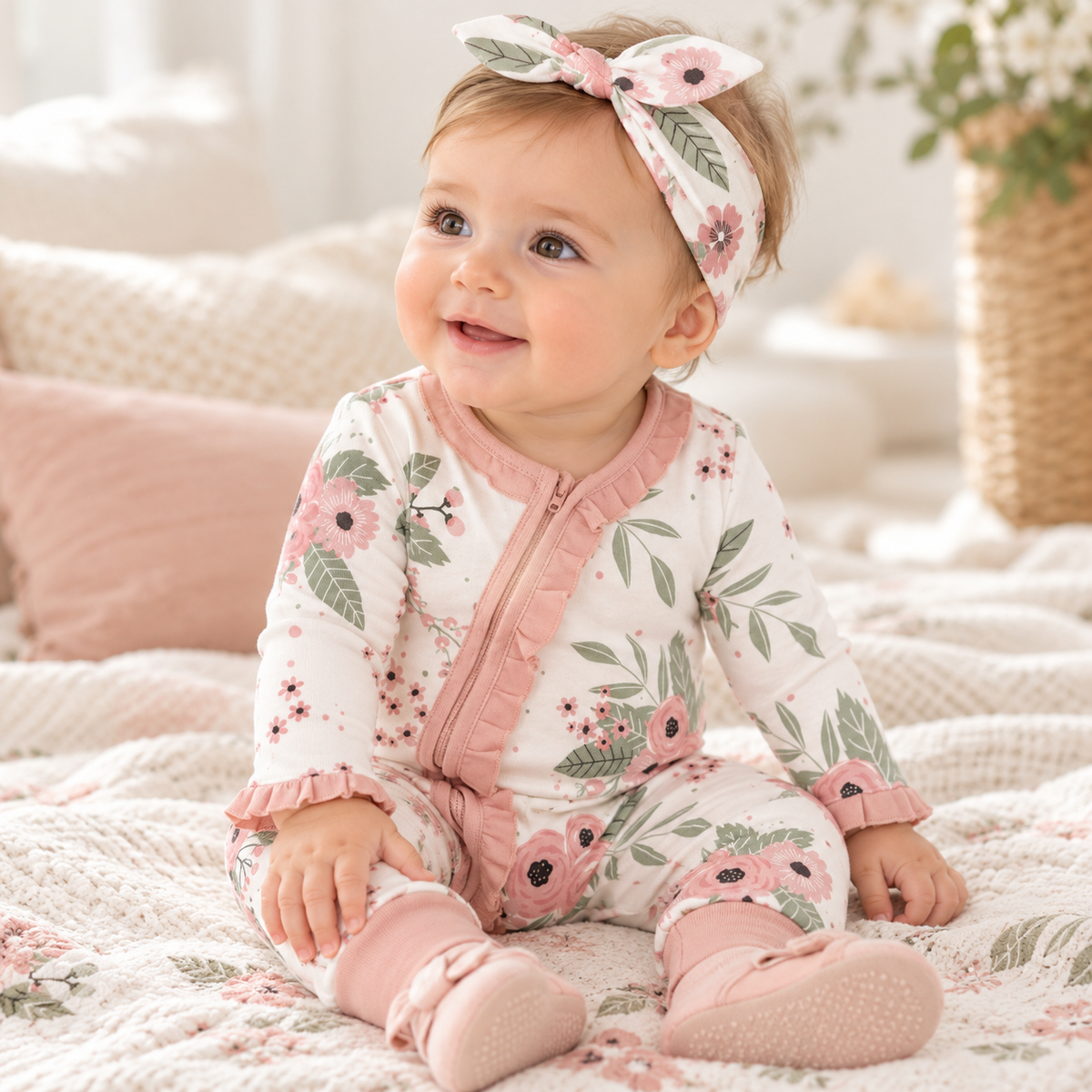 Jardin Floral Cotton Zippered Romper