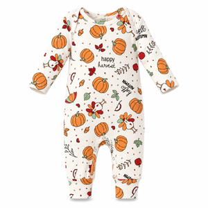 Thanksgiving Pumpkin Cotton Romper