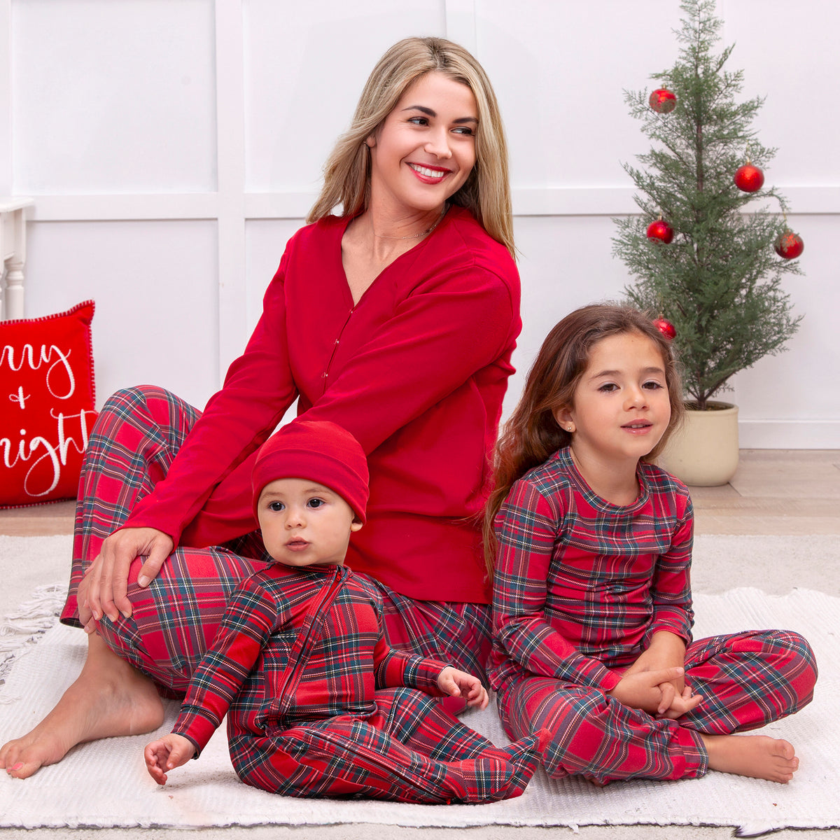 Christmas Bamboo Unisex Pajama Pants – Classic Red Tartan Plaid