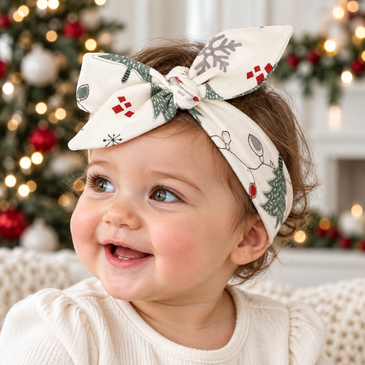 Baby Christmas Lights Cotton Bow Headband