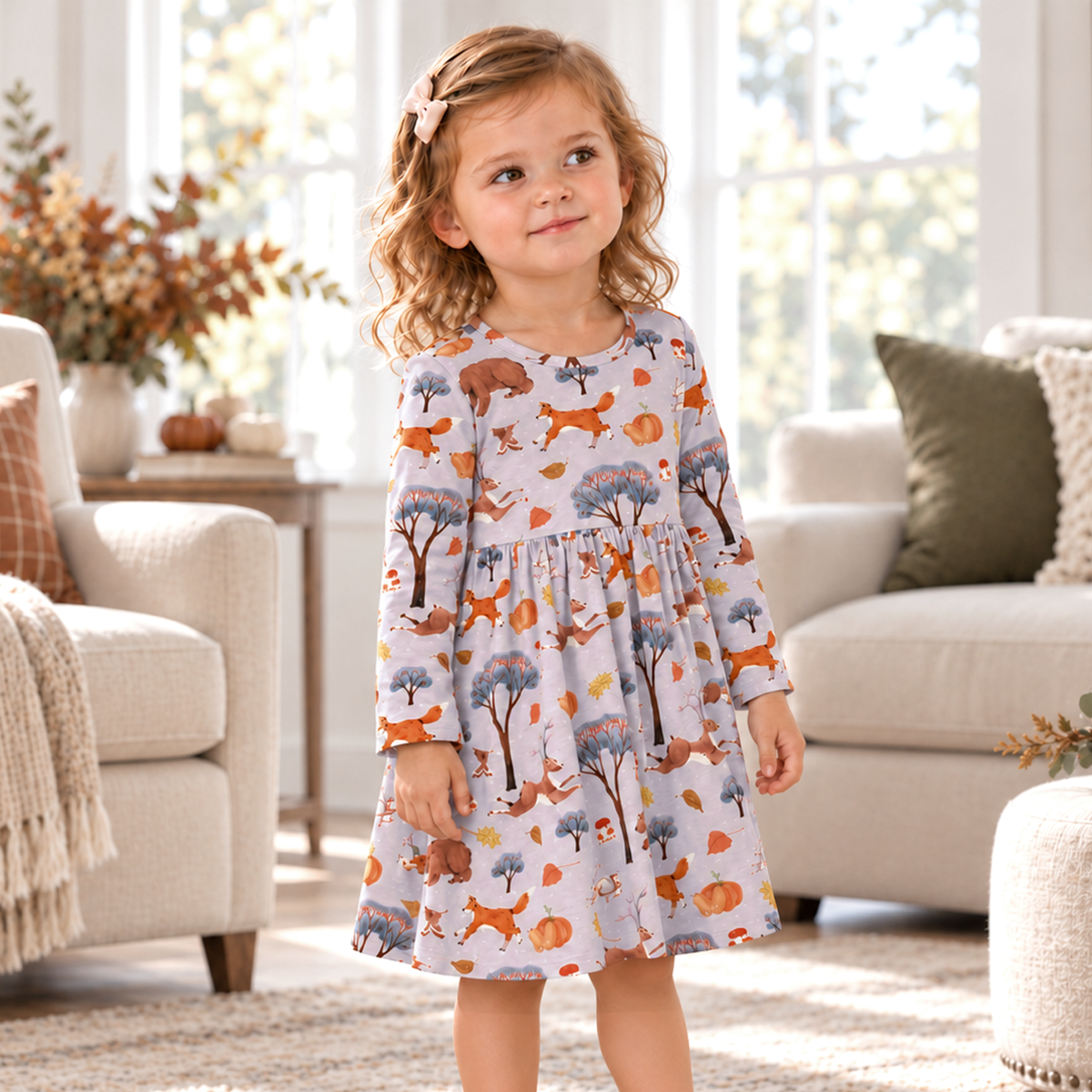 Pumpkin Woodland Bamboo Dress