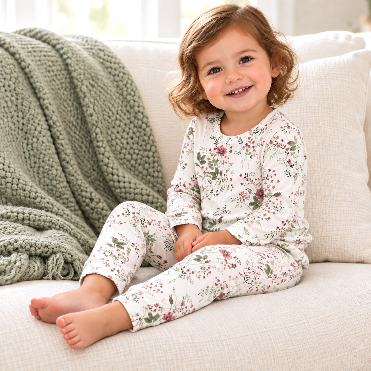 Girls' Pretty Petals Bamboo Blend Pajama Set