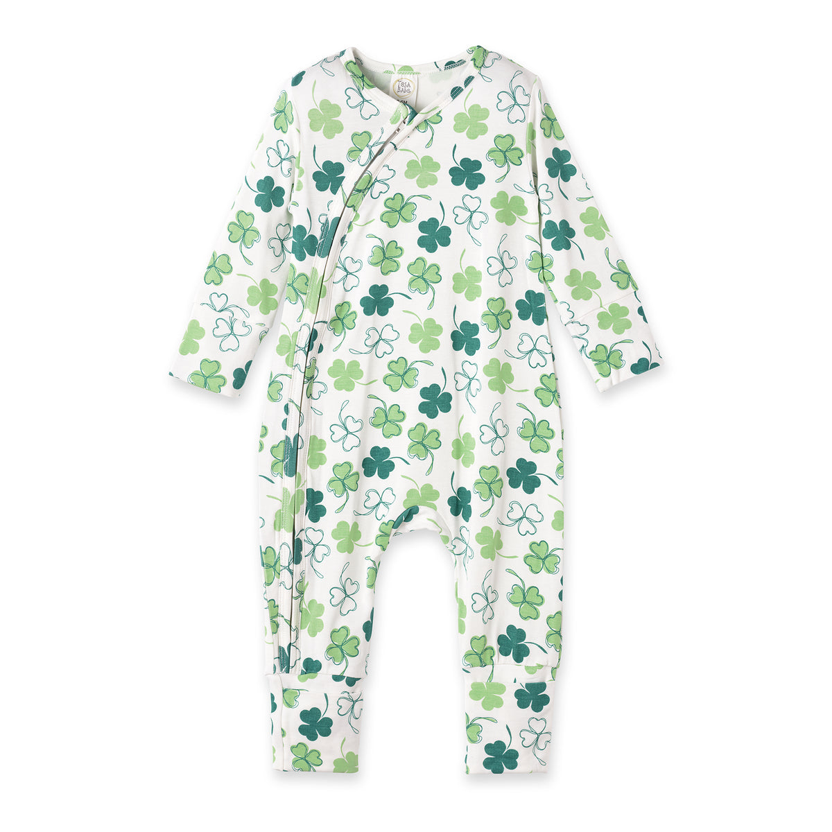 Shamrock Zip Romper – Convertible Cuff Bamboo Sleeper